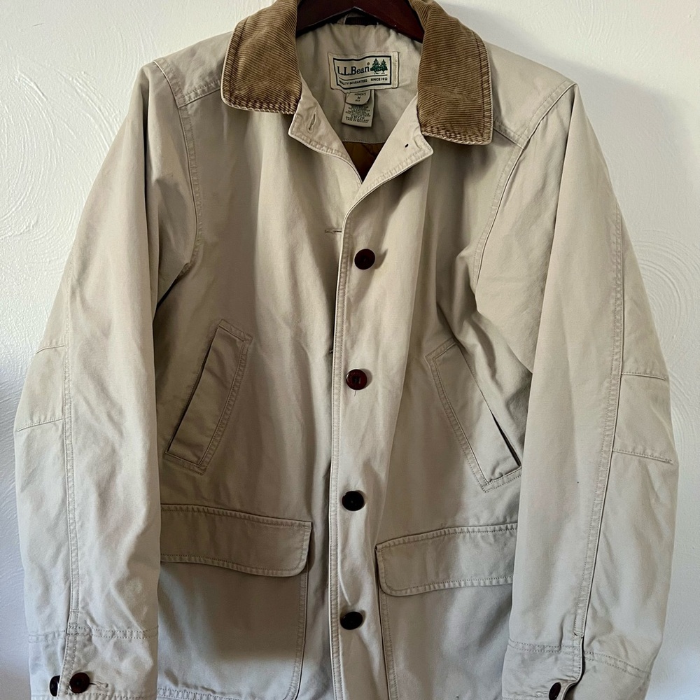 L.L. Bean Women’s Beige Chore Coat with Corduroy Collar & Thinsulate liner